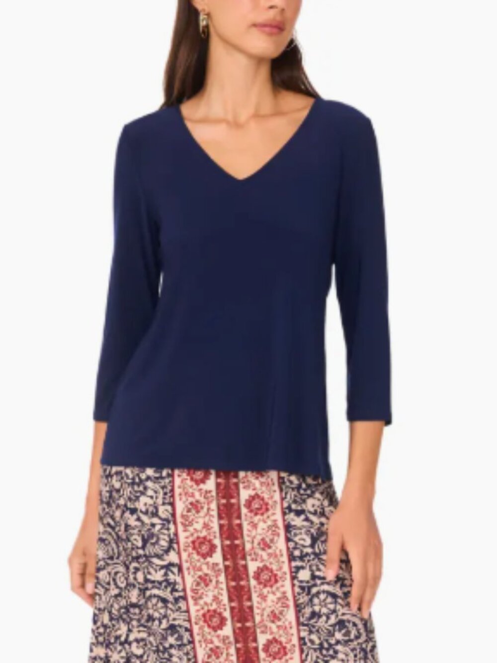 ❗️NWOT Vince Camuto V-Neck Stretch Jersey Top Navy 3/4 sleeve❗️